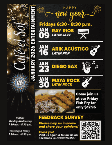 January La Pena Friday Live music schedule for Cafe el sol