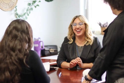 Human Services female employee at a consultation with a new client